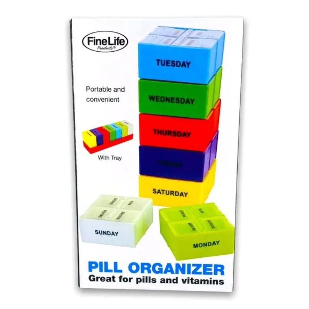FineLife 7 Day Weekly Pill Organizer AM PM Vitamin Medicine Storage Travel Case